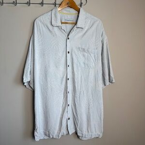 Tommy Bahama Mens 100% Silk Tropical Hawaiian Jacquard Shirt Blue Size XLT Dad
